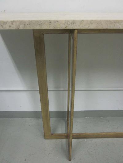 Jacques Quinet Large French Mid Century Modern Gilt Wrought Iron Console Jacques Quinet