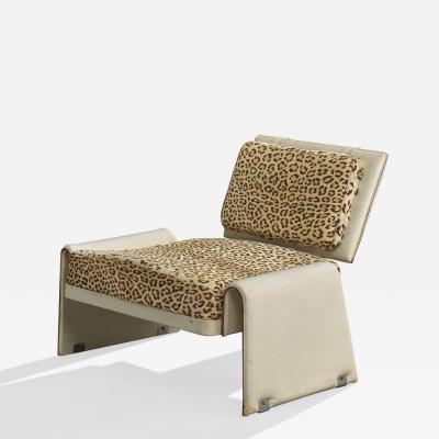 Jacques Quinet Lounge Chair with Leather Hide and Metal France 1970s