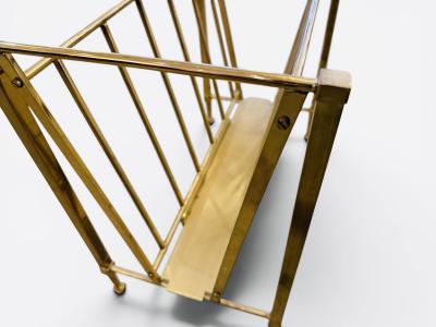 Jacques Quinet Magazine Rack in brass attributed to Jacques Quinet