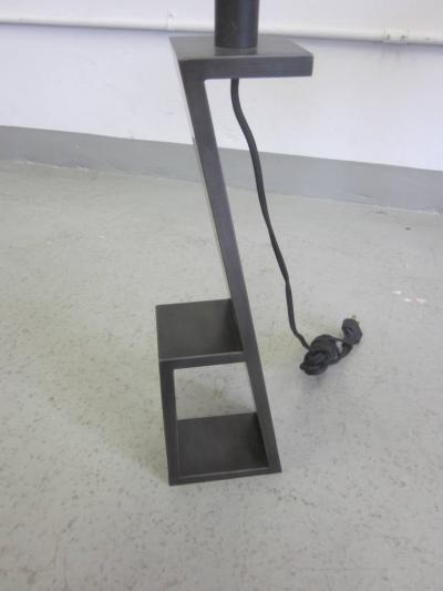 Jacques Quinet Pair of French Midcentury Iron Z Table Lamps in Manner of Jacques Quinet