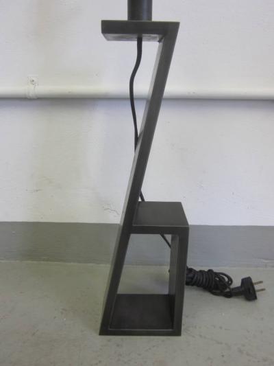 Jacques Quinet Pair of French Midcentury Iron Z Table Lamps in Manner of Jacques Quinet
