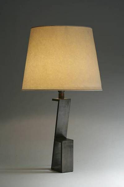 Jacques Quinet Pair of French Midcentury Iron Z Table Lamps in Manner of Jacques Quinet
