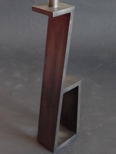 Jacques Quinet Pair of French Midcentury Iron Z Table Lamps in Manner of Jacques Quinet