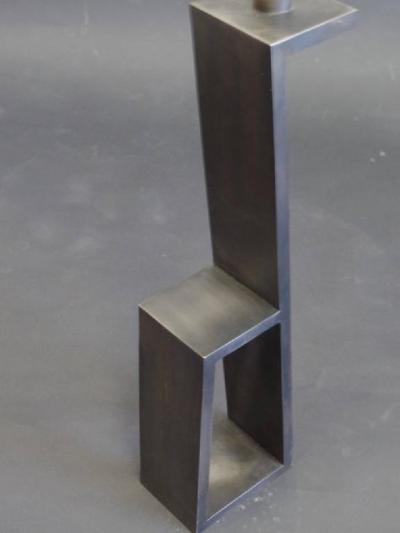 Jacques Quinet Pair of French Midcentury Iron Z Table Lamps in Manner of Jacques Quinet