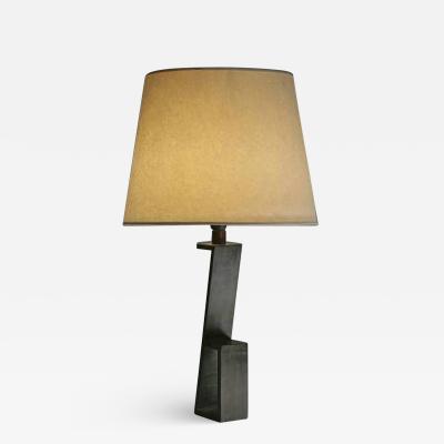 Jacques Quinet Pair of French Midcentury Iron Z Table Lamps in Manner of Jacques Quinet