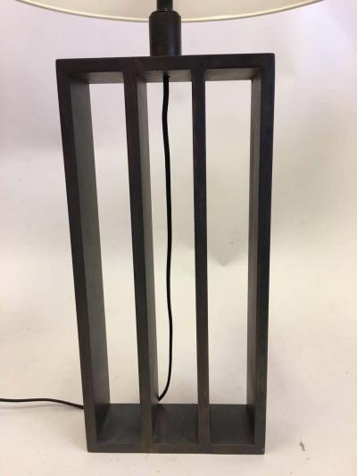 Jacques Quinet Pair of French Wrought Iron Minimalist Table Lamps in Style of Jacques Quinet