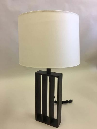 Jacques Quinet Pair of French Wrought Iron Minimalist Table Lamps in Style of Jacques Quinet