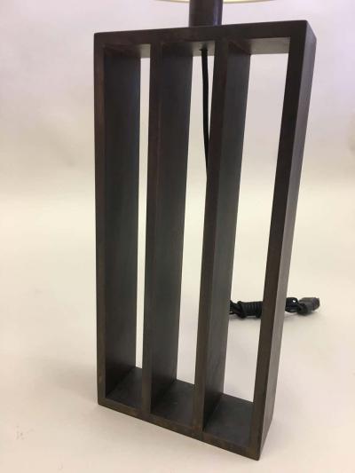 Jacques Quinet Pair of French Wrought Iron Minimalist Table Lamps in Style of Jacques Quinet