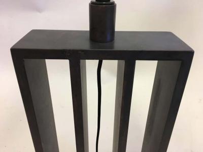 Jacques Quinet Pair of French Wrought Iron Minimalist Table Lamps in Style of Jacques Quinet