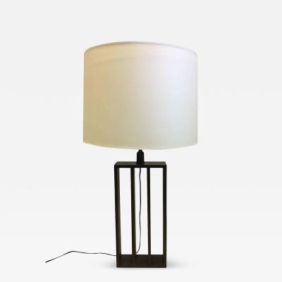 Jacques Quinet Pair of French Wrought Iron Minimalist Table Lamps in Style of Jacques Quinet