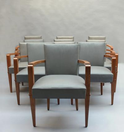 Jacques Quinet Set of 12 Fine French 1940s Oak Armchairs by Jacques Quinet