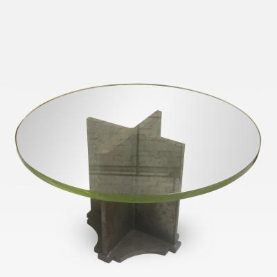 Jacques Quinet Style of Quinet Pair of Coffee Tables with a Solid Iron Base St Gobain Top