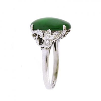 Jade Fei Chui Platinum and Diamond Ring