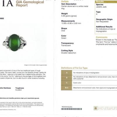 Jade Fei Chui Platinum and Diamond Ring