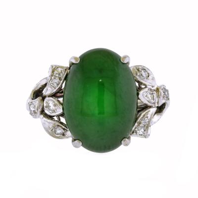 Jade Fei Chui Platinum and Diamond Ring