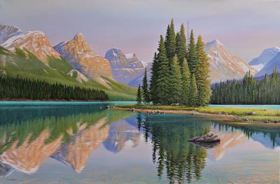 Jake Vandenbrink Among Sunlit Peaks Maligne Lake 