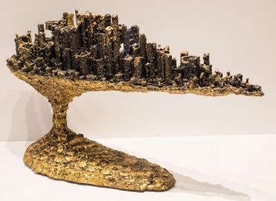 James Anthony Bearden Gilded Cityscape Candelabra 2017