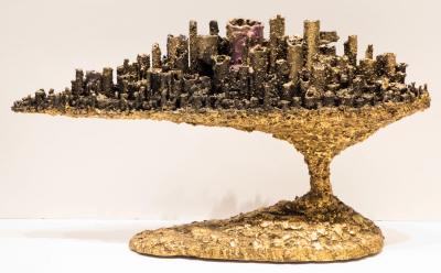James Anthony Bearden Gilded Cityscape Candelabra 2017