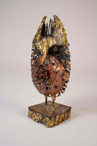 James Anthony Bearden James Bearden Brutalist Owl Sculpture with Stash Box in Base Animals Series 