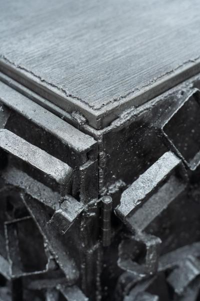 James Anthony Bearden James Bearden Cosmic Array Brutalist 2 Door Cabinet Steel with Metallic Wash