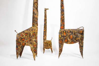 James Anthony Bearden James Bearden Trio of Brutalist Giraffe Sculptures Animal Series 