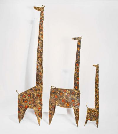 James Anthony Bearden James Bearden Trio of Brutalist Giraffe Sculptures Animal Series 