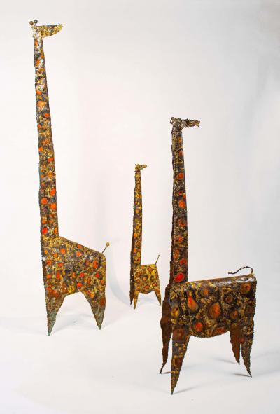 James Anthony Bearden James Bearden Trio of Brutalist Giraffe Sculptures Animal Series 