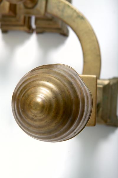 James Davis Pair of Brass Lemon Top Andirons