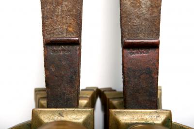 James Davis Pair of Brass Lemon Top Andirons