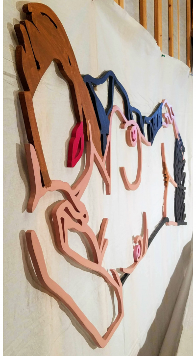 James Elkins James Elkins Signed Sculptural Nude after Tom Wesselmann Painted Balsa 1987