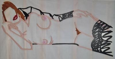 James Elkins James Elkins Signed Sculptural Nude after Tom Wesselmann Painted Balsa 1987