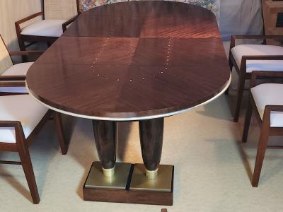 James Evanson Studio African Mahogany Ivory Dining Table