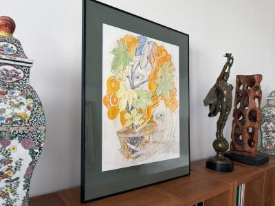 James J Spanfeller Psychedelic Two Eyes with Groovy Plant Flowers