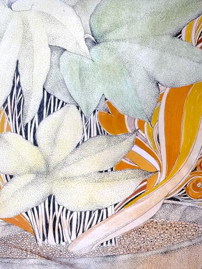 James J Spanfeller Psychedelic Two Eyes with Groovy Plant Flowers