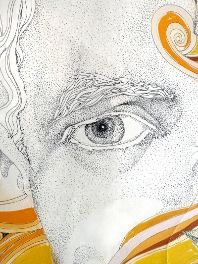 James J Spanfeller Psychedelic Two Eyes with Groovy Plant Flowers