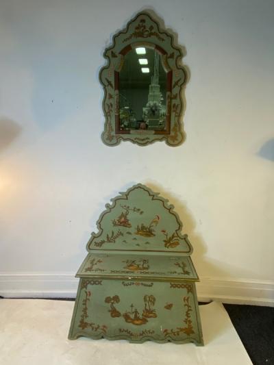 James Mont 1940S HAND PAINTED CHINOISERIE MIRROR AND SETTEE SUITE