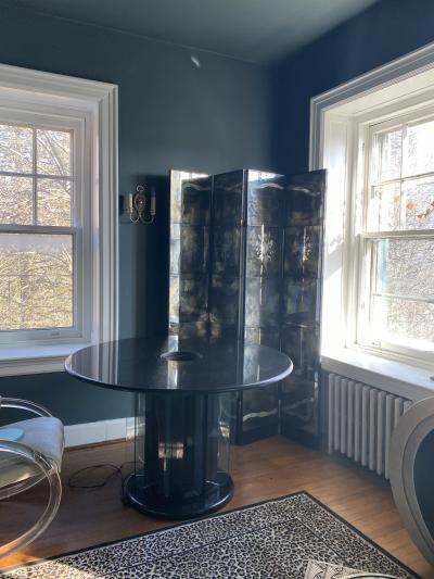 James Mont 1940s FOUR PANEL EGLOMAISE MIRRORED ROOM SCREEN