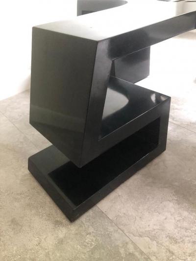 James Mont 1950s Black Lacquered Medallion Coffee Table by James Mont 