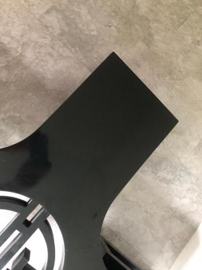 James Mont 1950s Black Lacquered Medallion Coffee Table by James Mont 