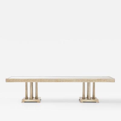 James Mont 1950s Large Gilt and Silver Leafed Greek key Coffee table by James Mont 