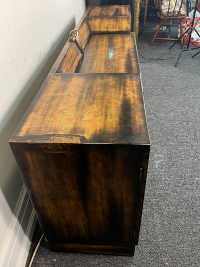 James Mont BEAUTIFUL MID CENTURY MIXED METALLIC LEAF FINISH SIDEBOARD BY JAMES MONT