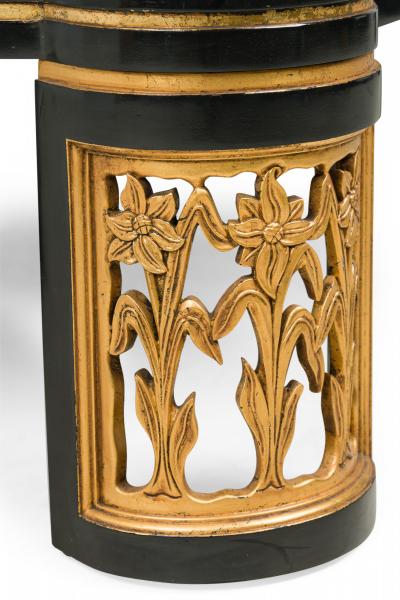 James Mont Black Lacquer Floral Parcel Gilt Low Coffee Table Attributed to James Mont