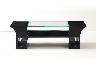 James Mont Black Lacquered Oriental Coffee Table After James Mont