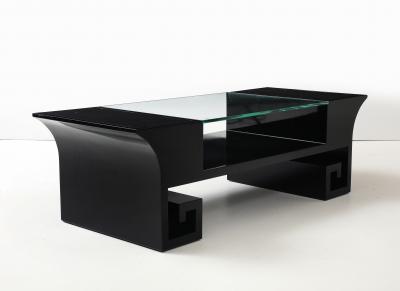 James Mont Black Lacquered Oriental Coffee Table After James Mont