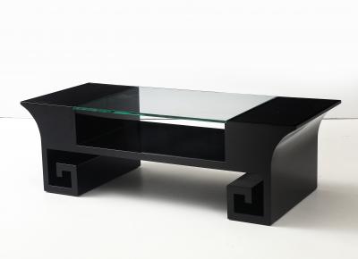 James Mont Black Lacquered Oriental Coffee Table After James Mont