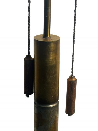 James Mont CHINOISERIE GOLD AND SILVER LEAF WOOD FLOOR LAMP BY JAMES MONT