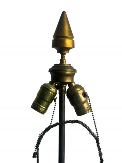 James Mont CHINOISERIE GOLD AND SILVER LEAF WOOD FLOOR LAMP BY JAMES MONT