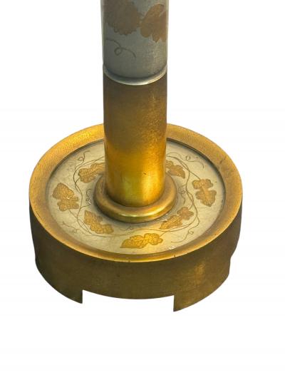 James Mont CHINOISERIE GOLD AND SILVER LEAF WOOD FLOOR LAMP BY JAMES MONT