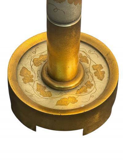 James Mont CHINOISERIE GOLD AND SILVER LEAF WOOD FLOOR LAMP BY JAMES MONT