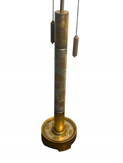 James Mont CHINOISERIE GOLD AND SILVER LEAF WOOD FLOOR LAMP BY JAMES MONT